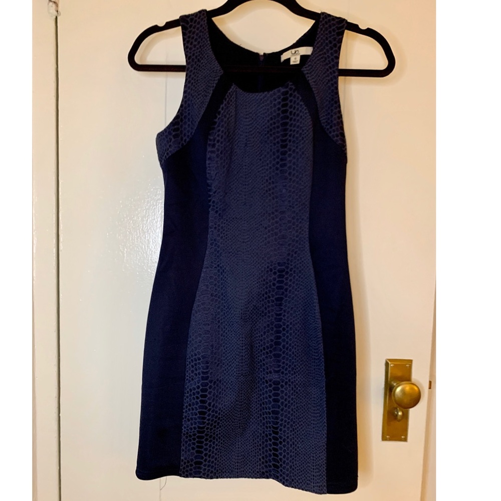 Navy Faux Snakeskin Bodycon Mini Dress